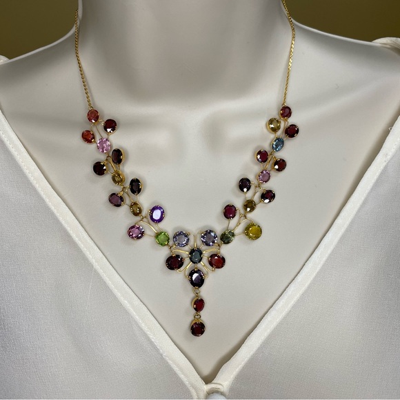 Natural Multicolor Spinel Designer Necklace in 18K solid gold New - Picture 6 of 13